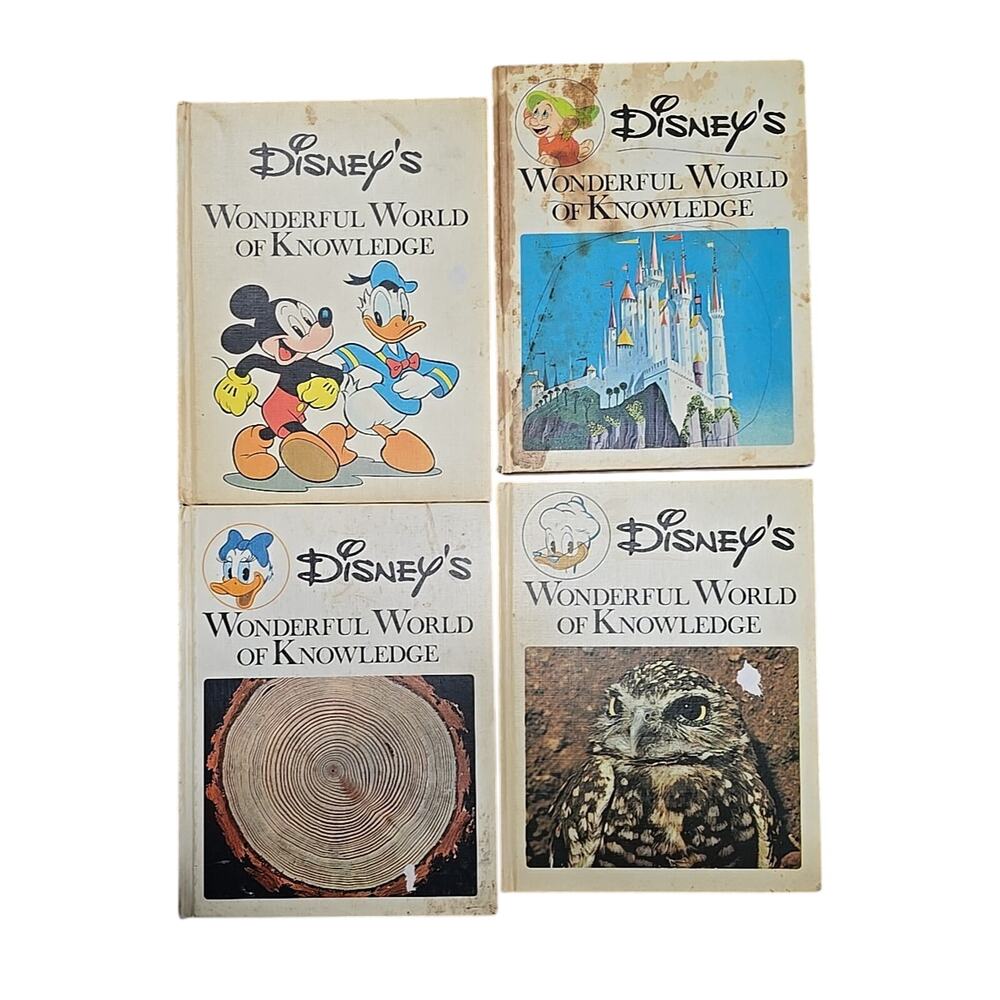 Lot of 4 Vintage 1971 Disney's Wonderful World of Knowledge Hardcover Kids Books